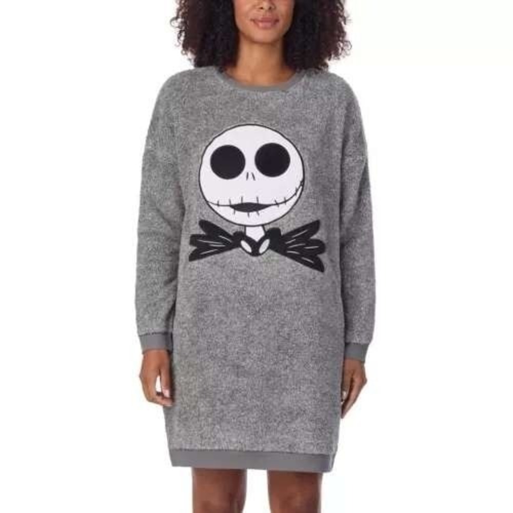 Disney Jack Skellington Nightgown Women Med Grey New Nightmare Before‎ Christmas